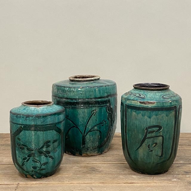 Antique turquoise glazed pot
