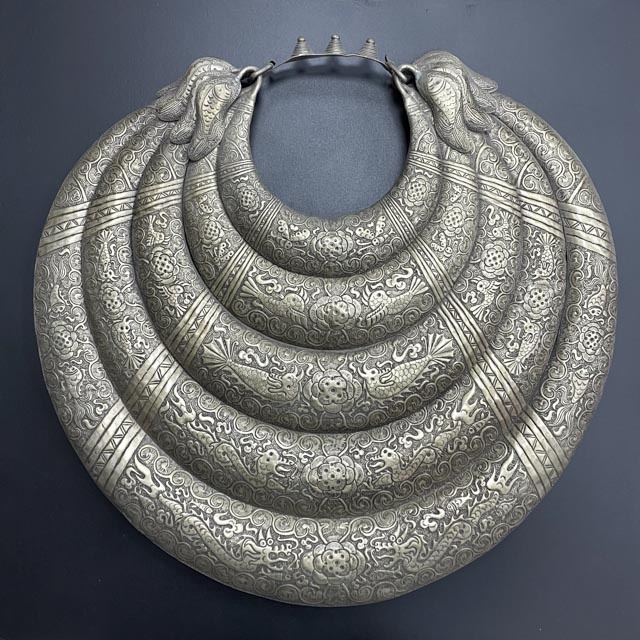 Silver Miao tribal decorative necklace