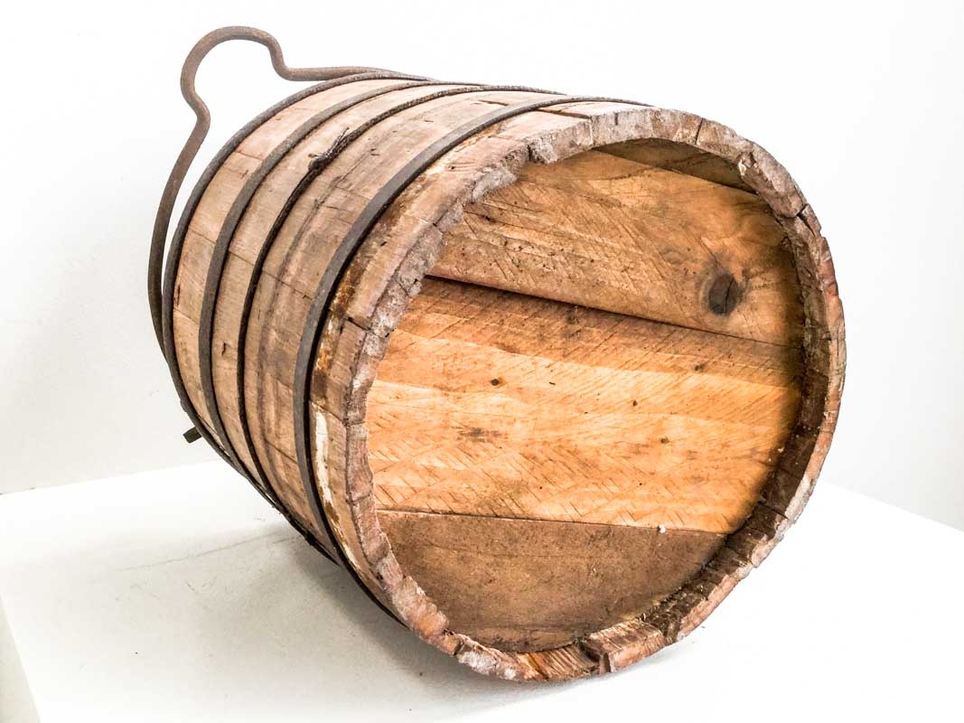 Vintage rustic wooden water bucket