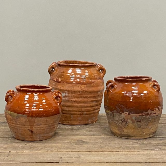 Small glazed terra cotta pots