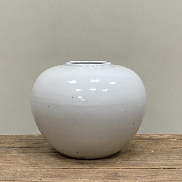 White glazed pot