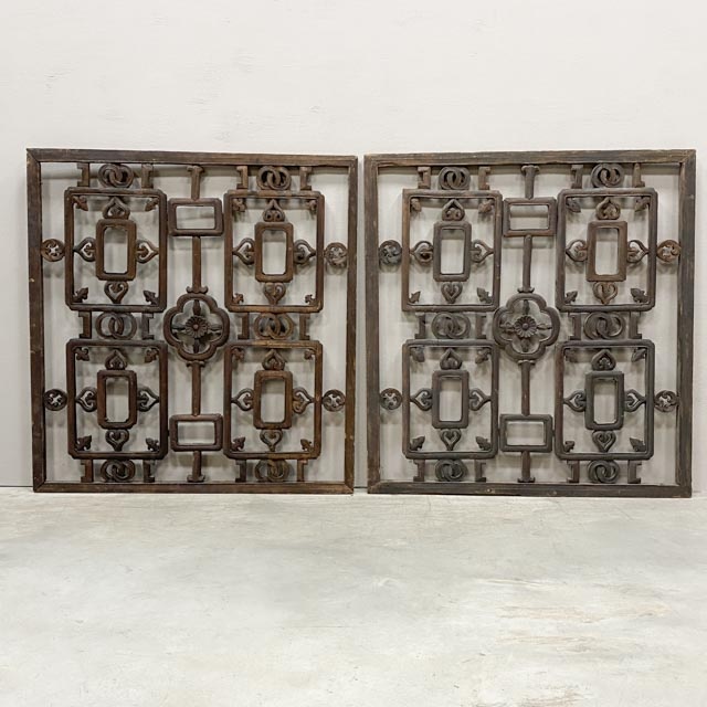 Pair of old wooden window panels/screens.