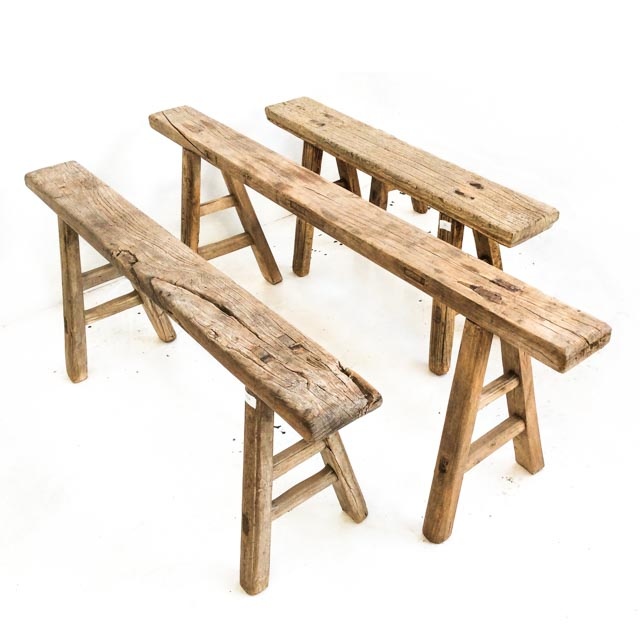 Long Rustic Benches Seating, Narrow Wooden Bench Seat