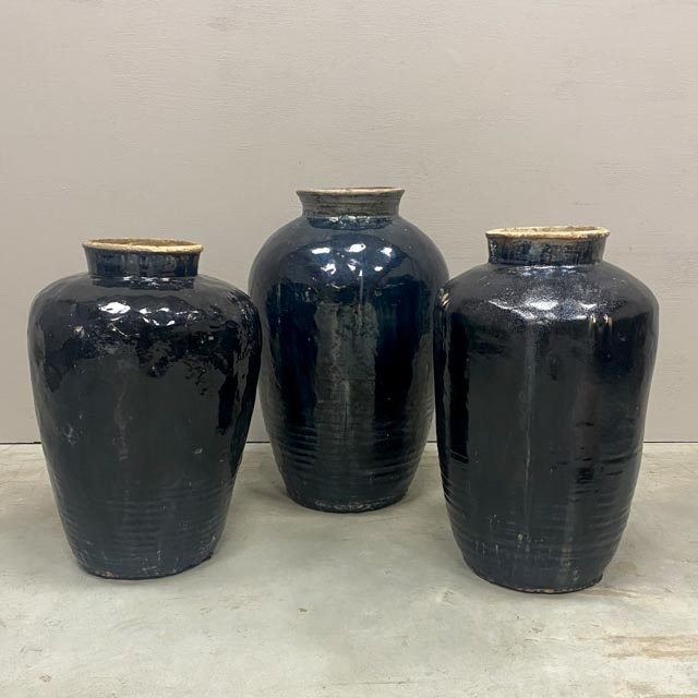 Tall antique black vases