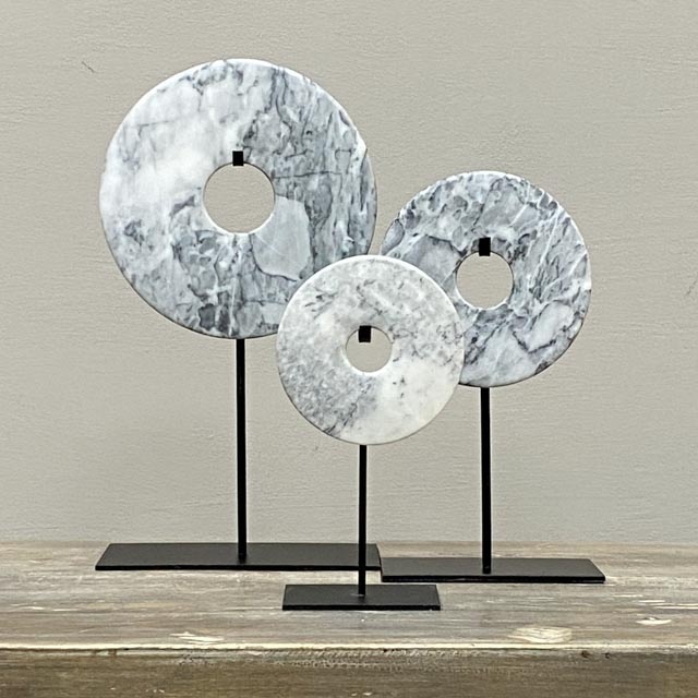 Bi disc in Light Grey-marble – 12cm