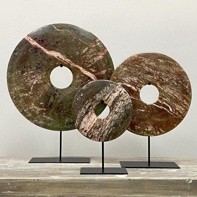 Bi disc in Olive green-Brown – Pink – 40cm